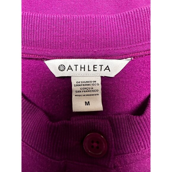 Athleta Balance Henley Sweatshirt Exotic Fuchsia Plush Nirvana M Medium - Picture 5 of 7